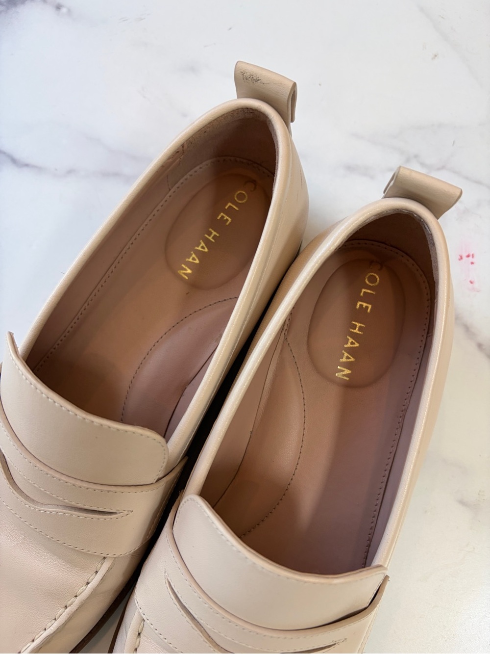 Cole Haan Women’s Cream Leather Penny Loafers Sz 7 - Picture 4 of 6